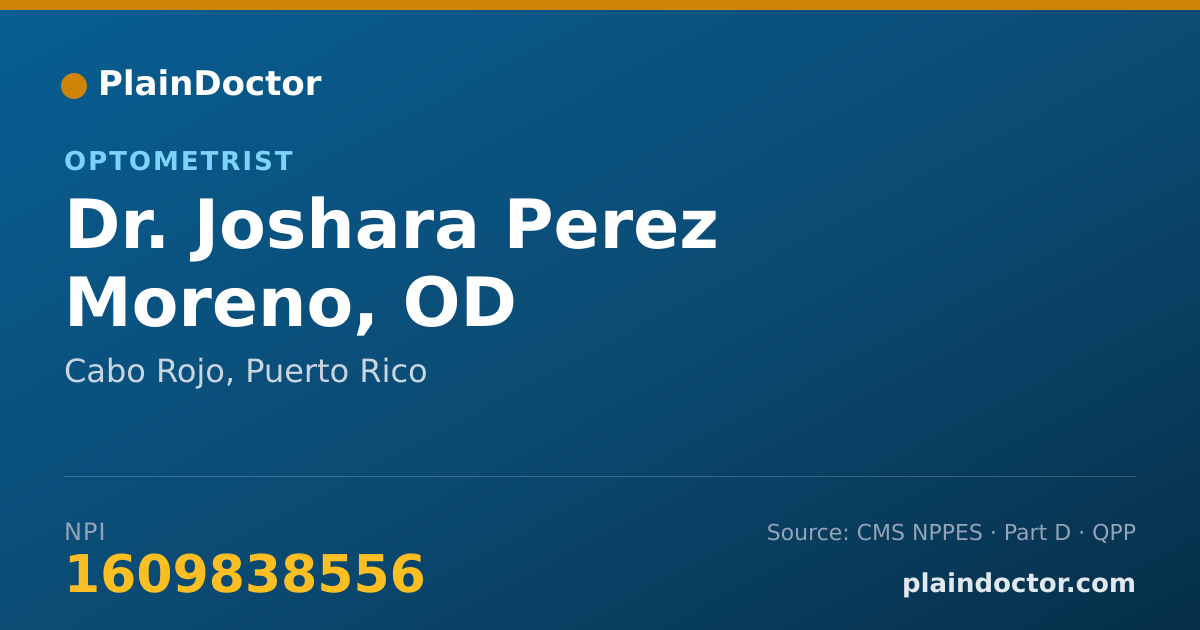 Shareable card for Joshara Perez Moreno, OD - Optometrist, Cabo Rojo, PR