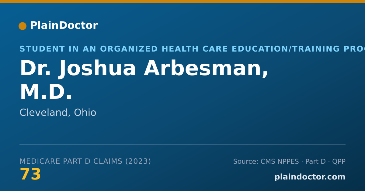 Shareable card for Joshua Arbesman, M.D. - Student in an Organized Health Care Education/Training Program, Cleveland, OH