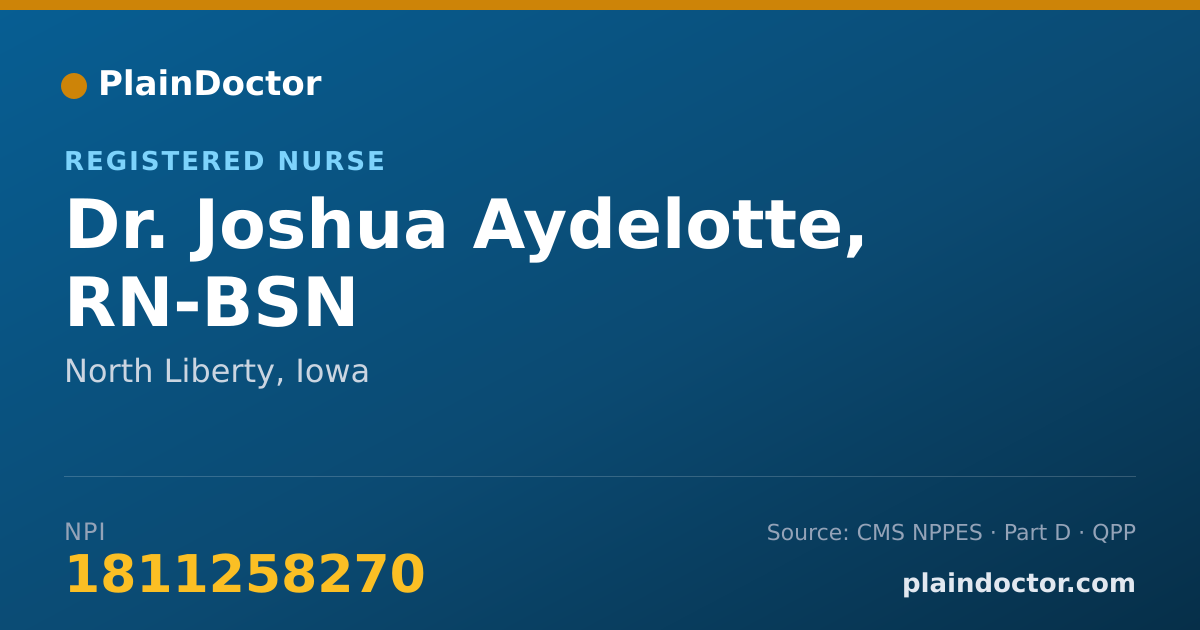 Shareable card for Joshua Aydelotte, RN-BSN - Registered Nurse, North Liberty, IA