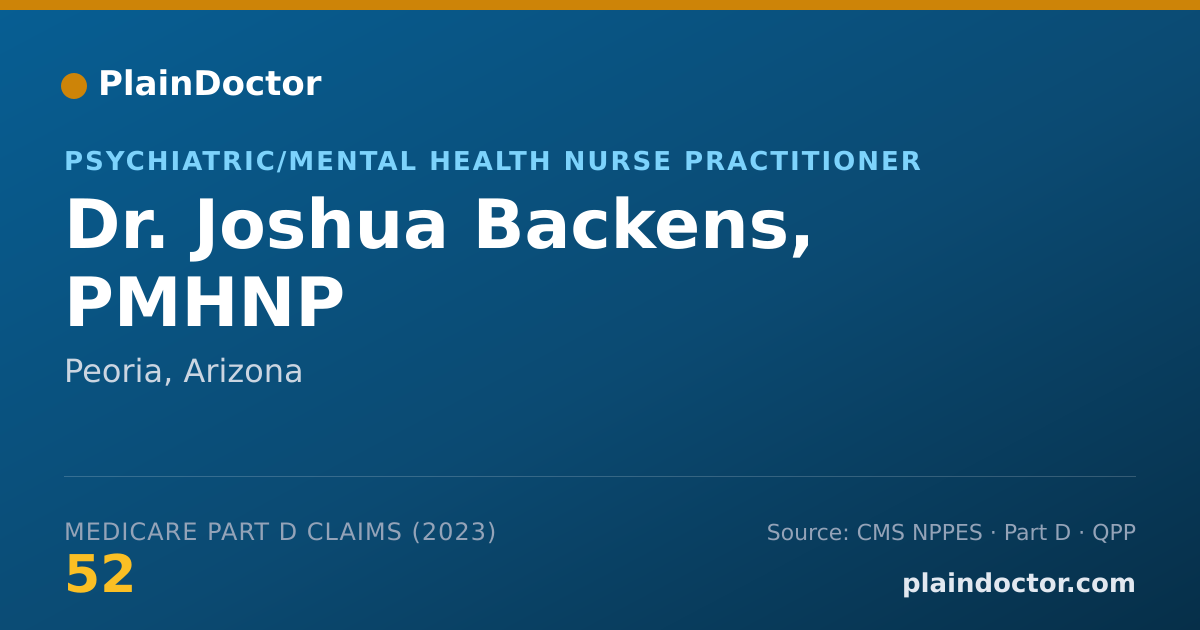 Shareable card for Joshua Backens, PMHNP - Psychiatric/Mental Health Nurse Practitioner, Peoria, AZ