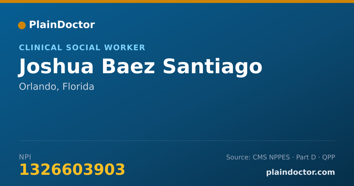 Shareable card for Joshua Baez Santiago - Clinical Social Worker, Orlando, FL