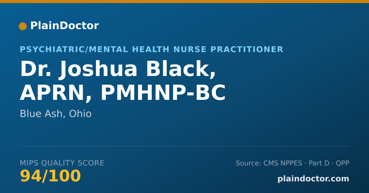 Shareable card for Joshua Black, APRN, PMHNP-BC - Psychiatric/Mental Health Nurse Practitioner, Blue Ash, OH
