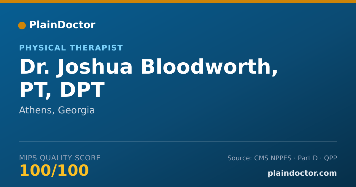 Shareable card for Joshua Bloodworth, PT, DPT - Physical Therapist, Athens, GA