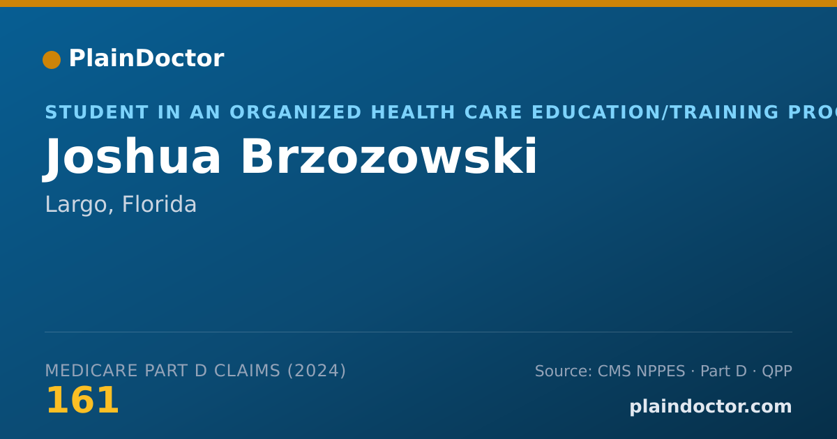 Shareable card for Joshua Brzozowski - Student in an Organized Health Care Education/Training Program, Largo, FL