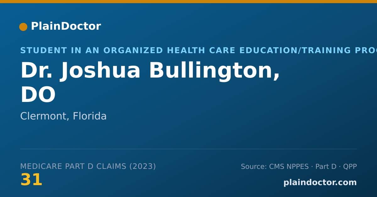 Shareable card for Joshua Bullington, DO - Student in an Organized Health Care Education/Training Program, Clermont, FL