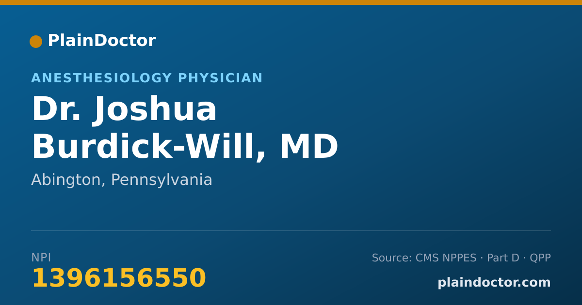 Shareable card for Joshua Burdick-Will, MD - Anesthesiology Physician, Abington, PA