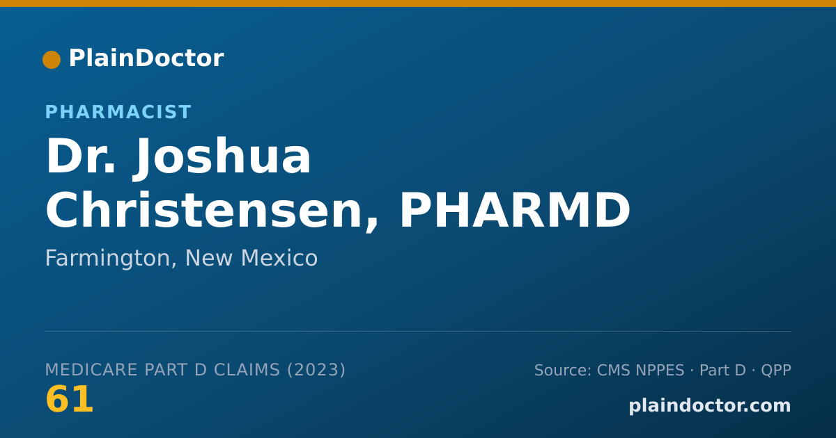 Shareable card for Joshua Christensen, PHARMD - Pharmacist, Farmington, NM