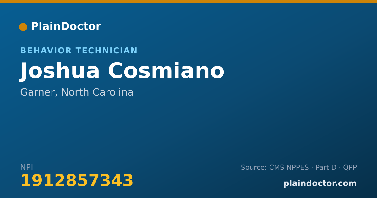 Shareable card for Joshua Cosmiano - Behavior Technician, Garner, NC
