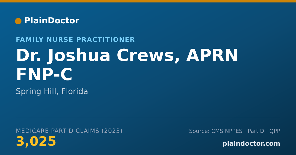 Shareable card for Joshua Crews, APRN  FNP-C - Family Nurse Practitioner, Spring Hill, FL