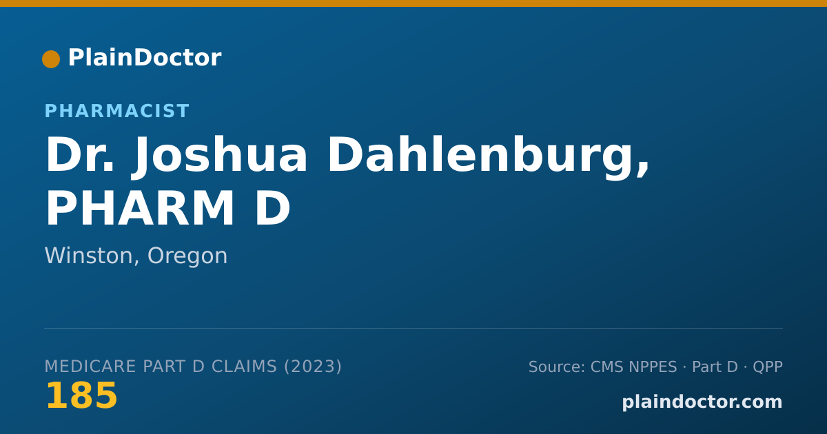 Shareable card for Joshua Dahlenburg, PHARM D - Pharmacist, Winston, OR