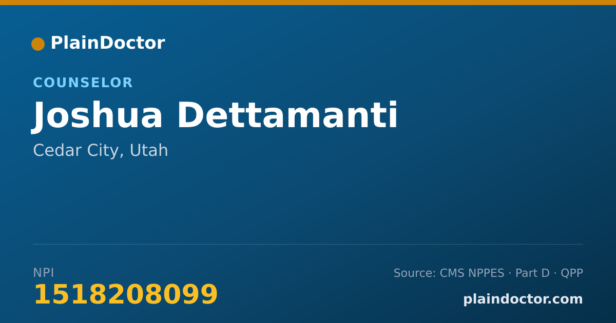 Shareable card for Joshua Dettamanti - Counselor, Cedar City, UT