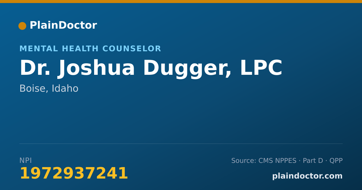 Shareable card for Joshua Dugger, LPC - Mental Health Counselor, Boise, ID