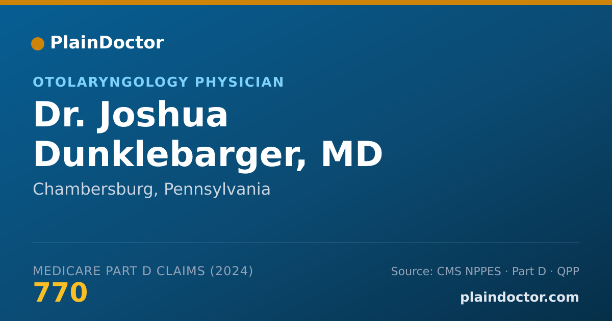 Shareable card for Joshua Dunklebarger, MD - Otolaryngology Physician, Chambersburg, PA