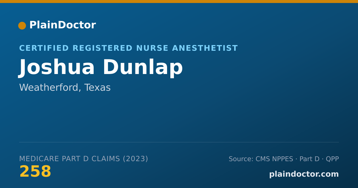 Shareable card for Joshua Dunlap - Certified Registered Nurse Anesthetist, Weatherford, TX