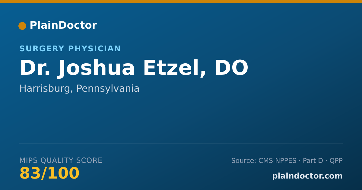 Shareable card for Joshua Etzel, DO - Surgery Physician, Harrisburg, PA