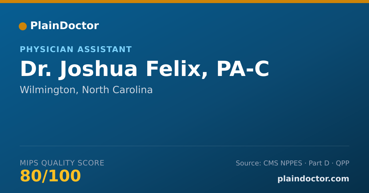 Shareable card for Joshua Felix, PA-C - Physician Assistant, Wilmington, NC