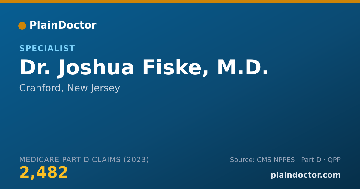 Shareable card for Joshua Fiske, M.D. - Specialist, Cranford, NJ