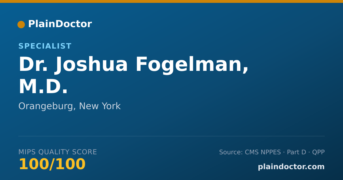 Shareable card for Joshua Fogelman, M.D. - Specialist, Orangeburg, NY