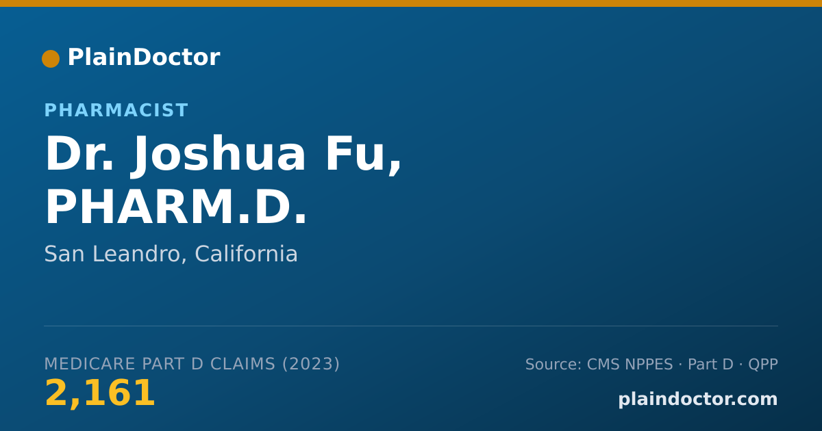 Shareable card for Joshua Fu, PHARM.D. - Pharmacist, San Leandro, CA