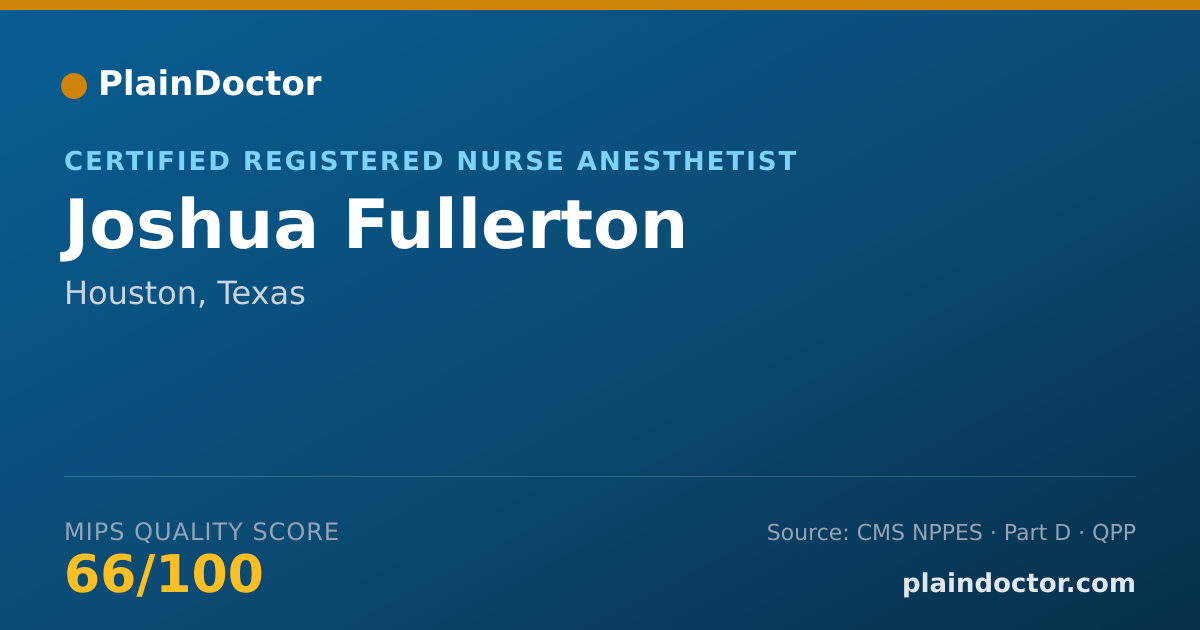 Shareable card for Joshua Fullerton - Certified Registered Nurse Anesthetist, Houston, TX