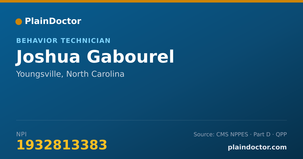 Shareable card for Joshua Gabourel - Behavior Technician, Youngsville, NC