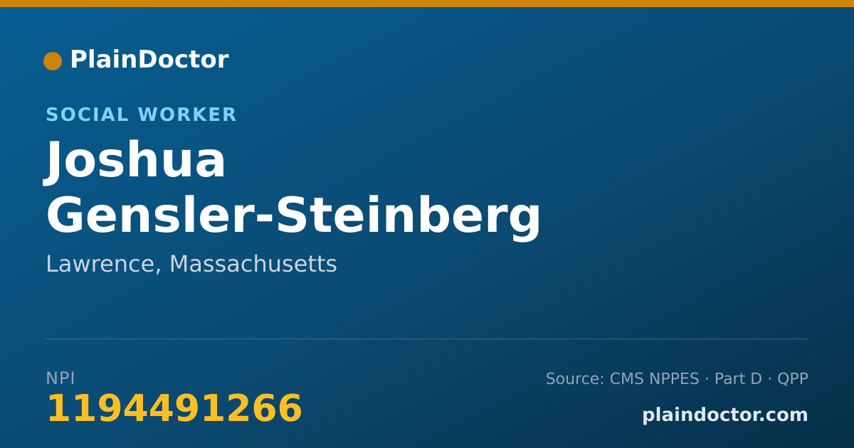 Shareable card for Joshua Gensler-Steinberg - Social Worker, Lawrence, MA
