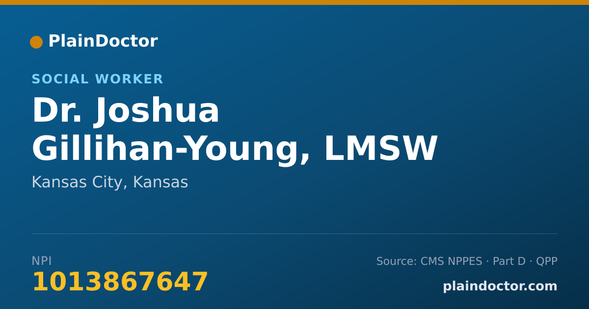Shareable card for Joshua Gillihan-Young, LMSW - Social Worker, Kansas City, KS