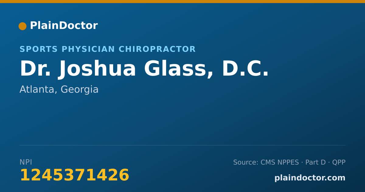 Shareable card for Joshua Glass, D.C. - Sports Physician Chiropractor, Atlanta, GA