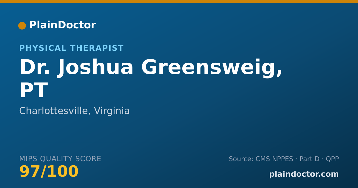 Shareable card for Joshua Greensweig, PT - Physical Therapist, Charlottesville, VA