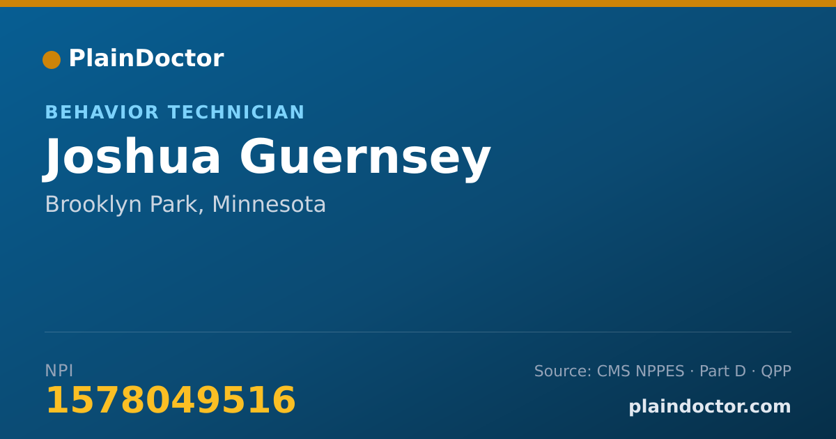 Shareable card for Joshua Guernsey - Behavior Technician, Brooklyn Park, MN