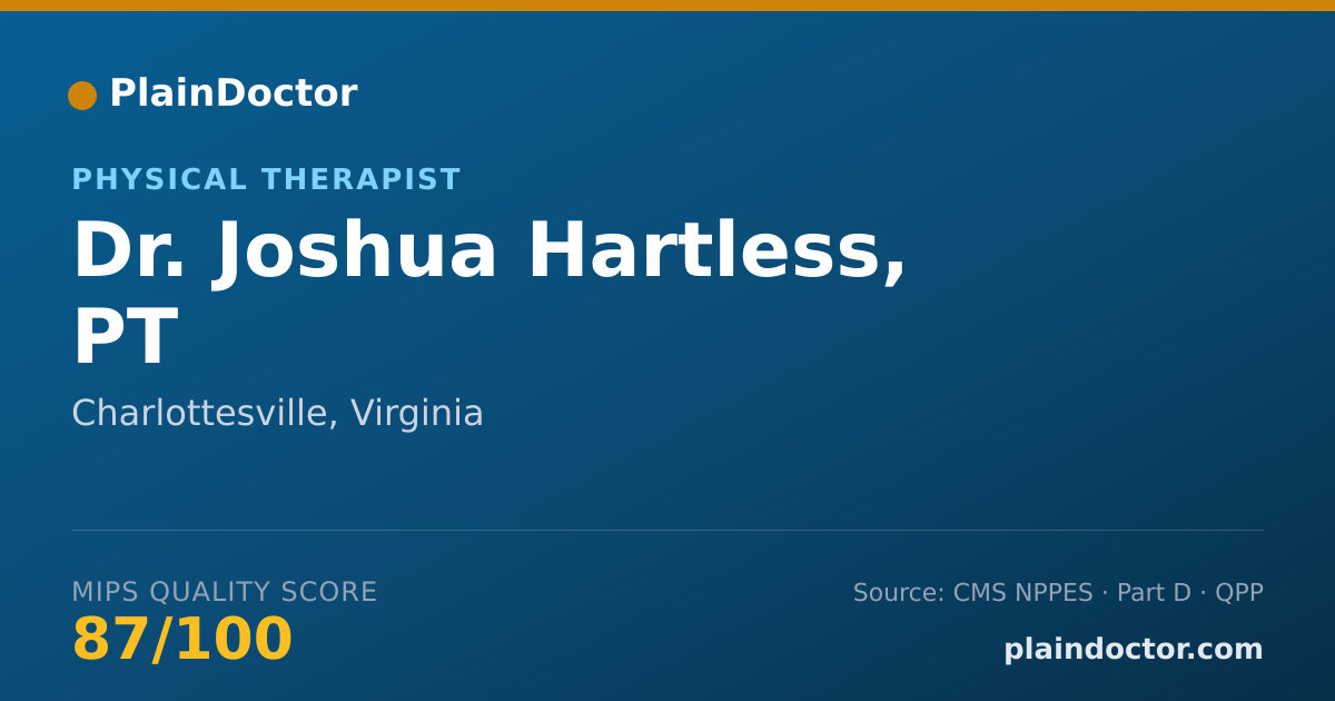 Shareable card for Joshua Hartless, PT - Physical Therapist, Charlottesville, VA