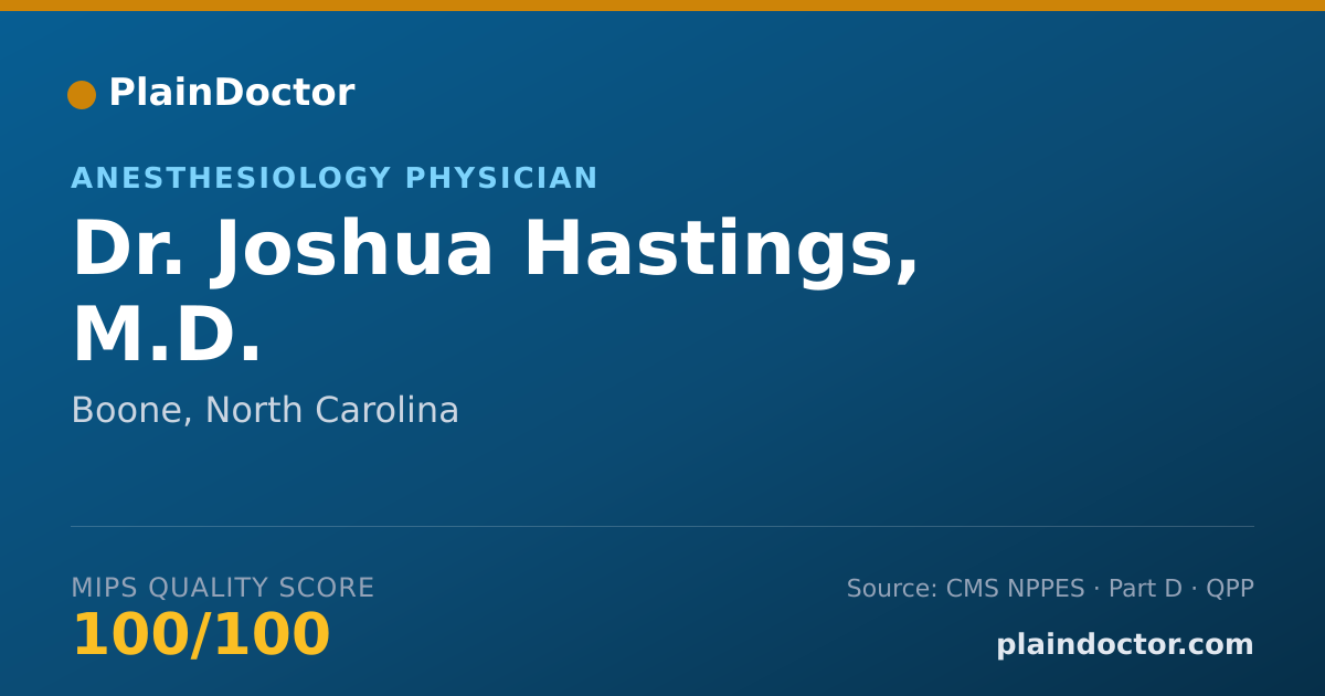 Shareable card for Joshua Hastings, M.D. - Anesthesiology Physician, Boone, NC