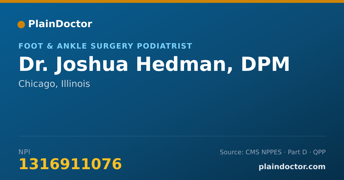 Shareable card for Joshua Hedman, DPM - Foot & Ankle Surgery Podiatrist, Chicago, IL