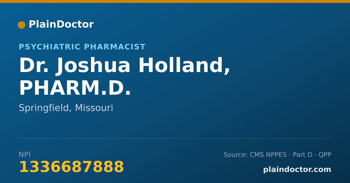 Shareable card for Joshua Holland, PHARM.D. - Psychiatric Pharmacist, Springfield, MO