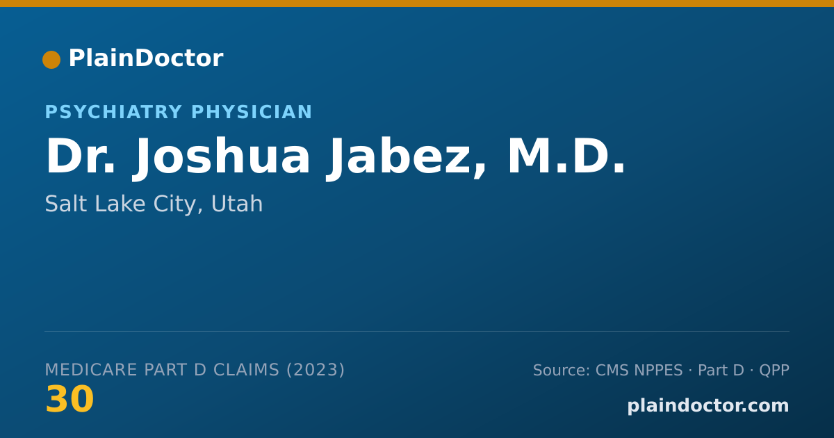 Shareable card for Joshua Jabez, M.D. - Psychiatry Physician, Salt Lake City, UT