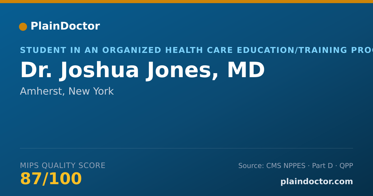 Shareable card for Joshua Jones, MD - Student in an Organized Health Care Education/Training Program, Amherst, NY