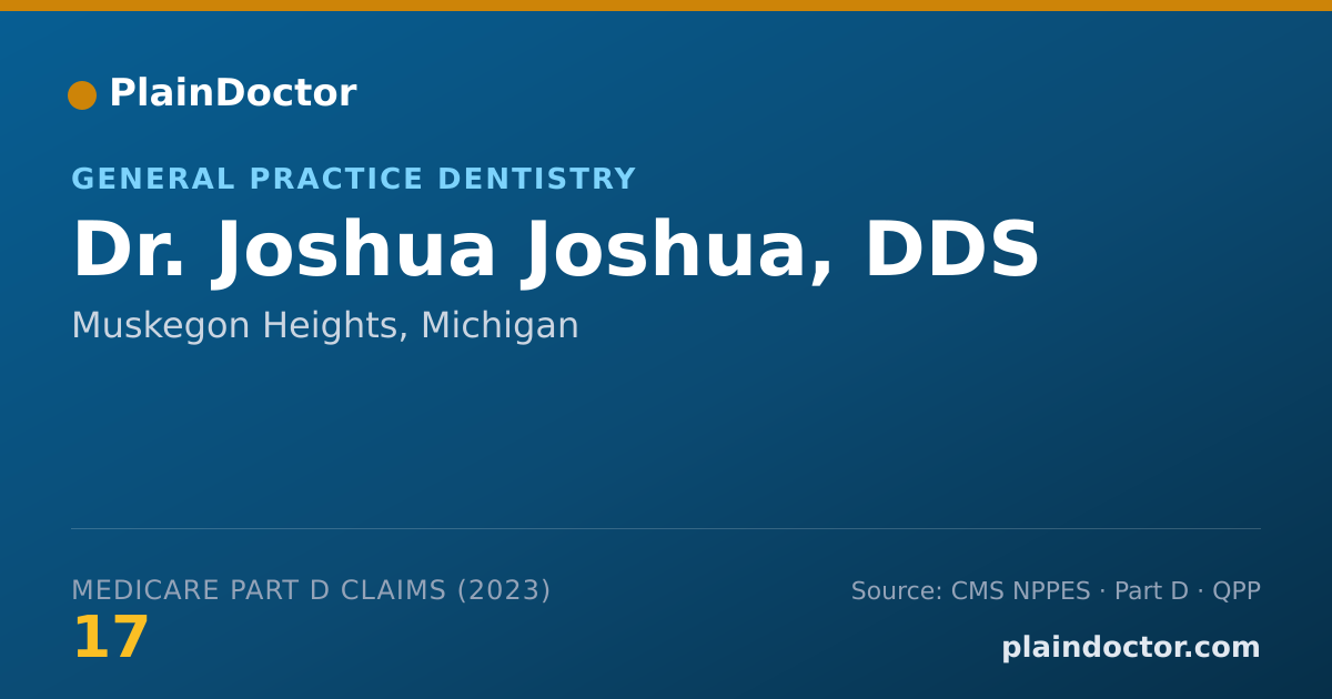 Shareable card for Joshua Joshua, DDS - General Practice Dentistry, Muskegon Heights, MI