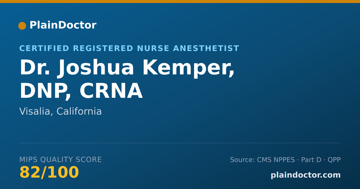 Shareable card for Joshua Kemper, DNP, CRNA - Certified Registered Nurse Anesthetist, Visalia, CA