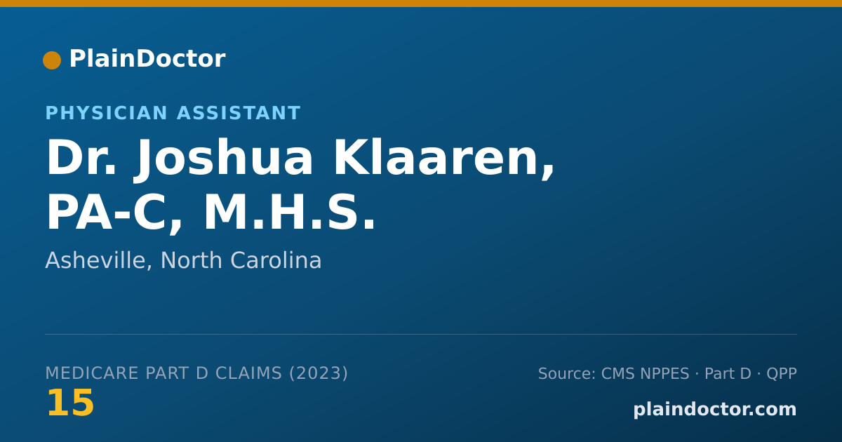 Shareable card for Joshua Klaaren, PA-C, M.H.S. - Physician Assistant, Asheville, NC