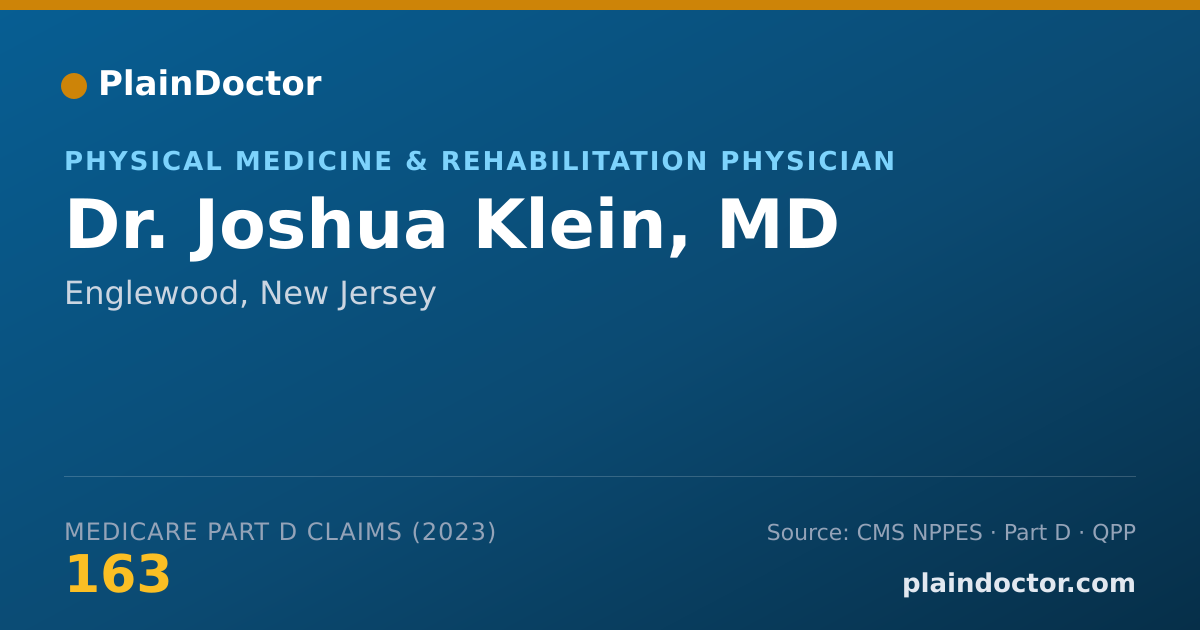 Shareable card for Joshua Klein, MD - Physical Medicine & Rehabilitation Physician, Englewood, NJ