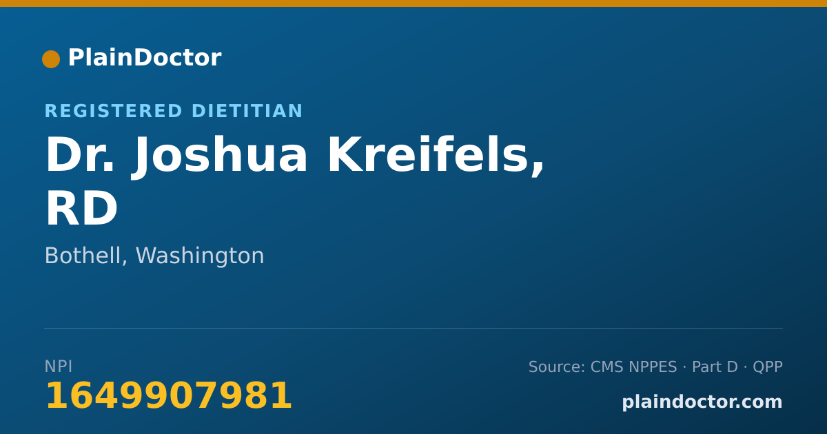 Shareable card for Joshua Kreifels, RD - Registered Dietitian, Bothell, WA