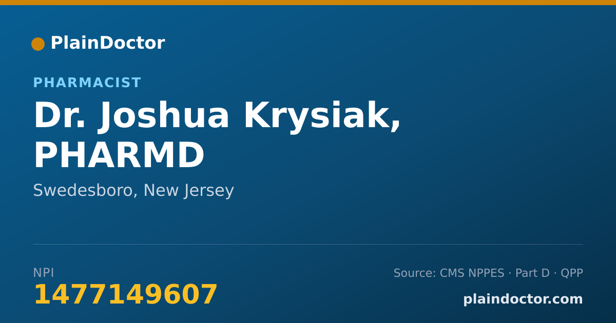 Shareable card for Joshua Krysiak, PHARMD - Pharmacist, Swedesboro, NJ
