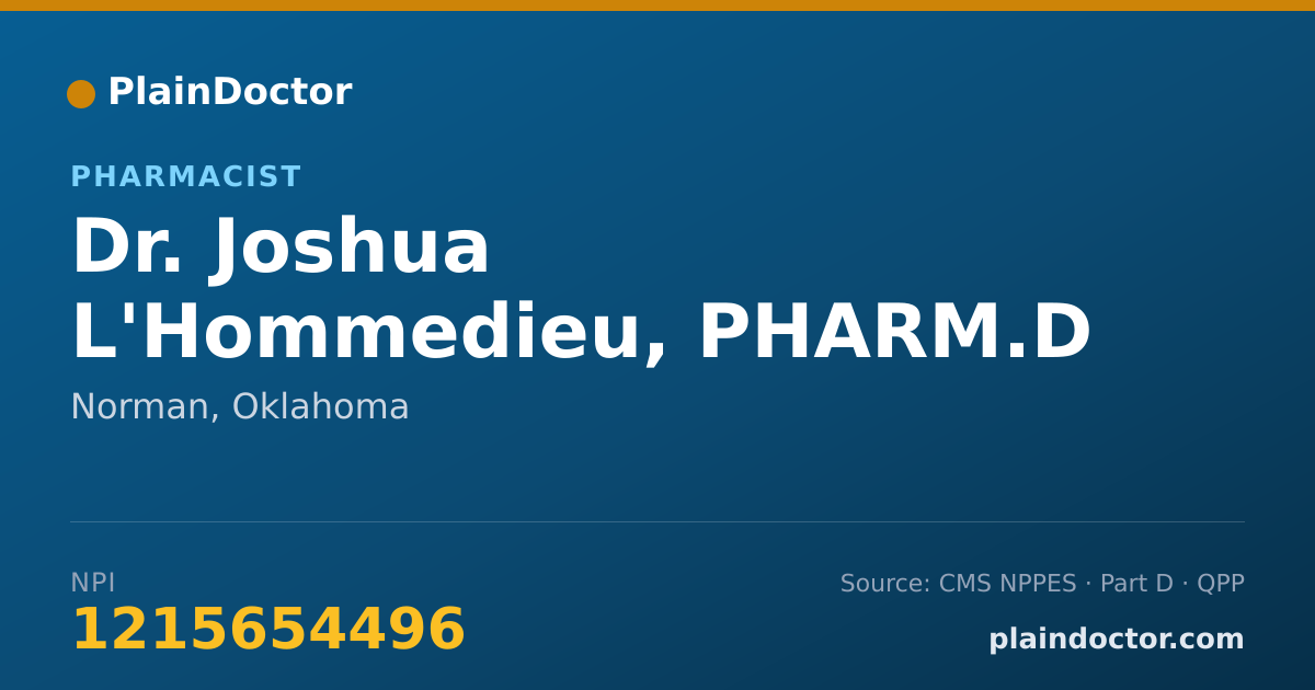 Shareable card for Joshua L'Hommedieu, PHARM.D - Pharmacist, Norman, OK