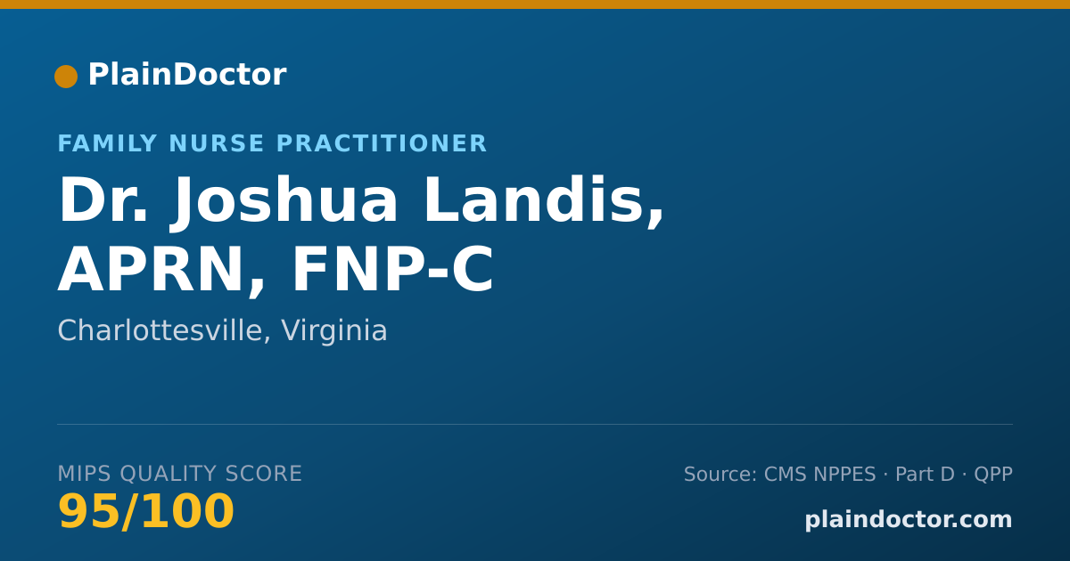 Shareable card for Joshua Landis, APRN, FNP-C - Family Nurse Practitioner, Charlottesville, VA