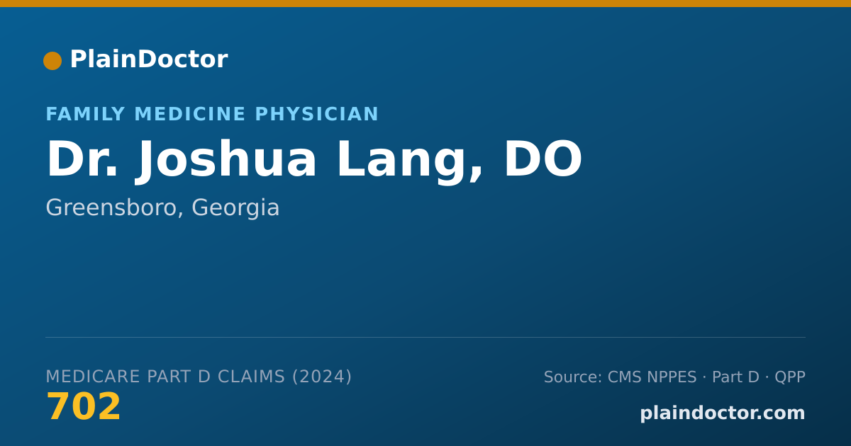 Shareable card for Joshua Lang, DO - Family Medicine Physician, Greensboro, GA