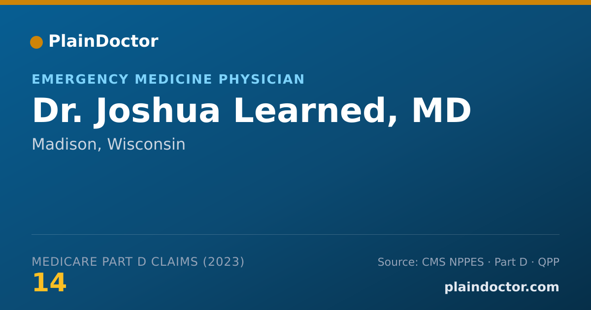 Shareable card for Joshua Learned, MD - Emergency Medicine Physician, Madison, WI