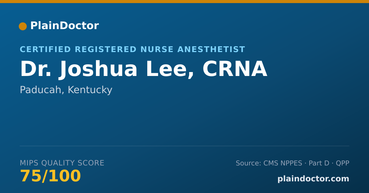 Shareable card for Joshua Lee, CRNA - Certified Registered Nurse Anesthetist, Paducah, KY