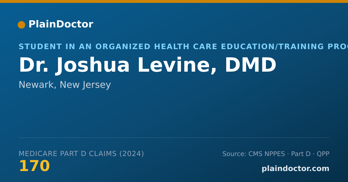 Shareable card for Joshua Levine, DMD - Student in an Organized Health Care Education/Training Program, Newark, NJ