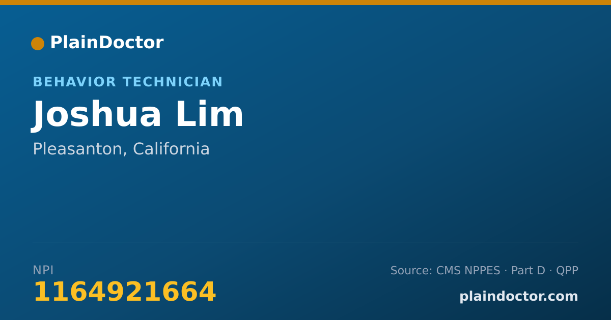 Shareable card for Joshua Lim - Behavior Technician, Pleasanton, CA