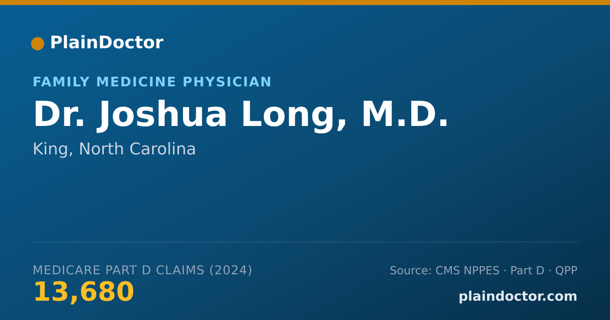 Shareable card for Joshua Long, M.D. - Family Medicine Physician, King, NC